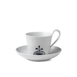 Royal Copenhagen Sort Mega Riflet Højhankskop Med Underkop 25 Cl