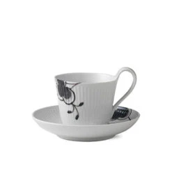 Royal Copenhagen Sort Mega Riflet Højhankskop & Underkop 25 Cl