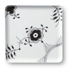 Royal Copenhagen Sort Mega Riflet Firkantet Tallerken 20 Cm