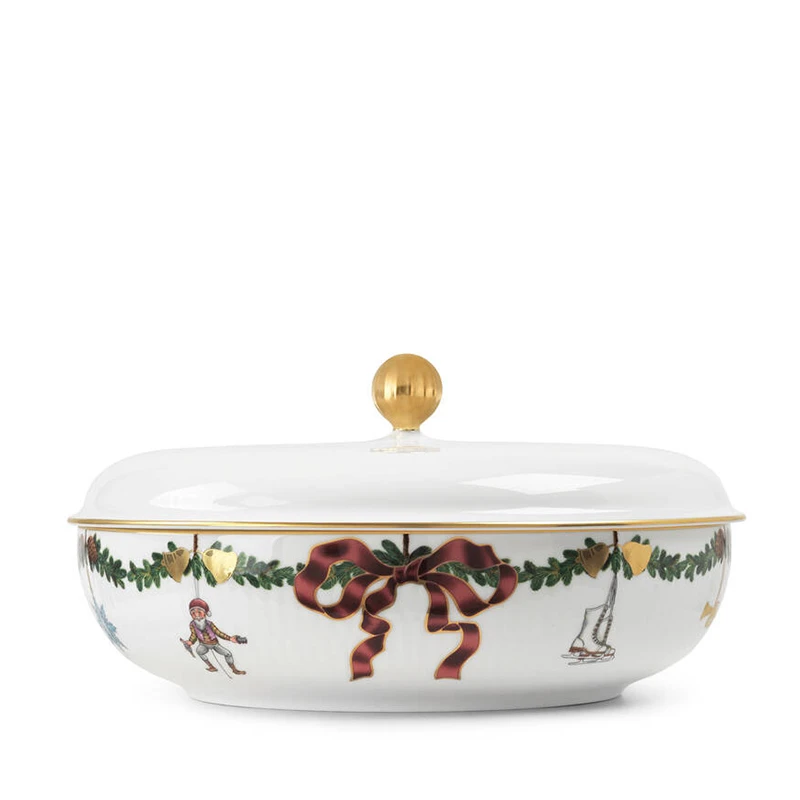 Royal Copenhagen Stjerne Riflet Jul Skål Med Låg 21 Cm 3 Royal Copenhagen Stjerne Riflet Jul Skål Med Låg 21 Cm