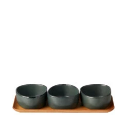 Raw Organic Northern Green Og Teak Skåle 3 Stk.