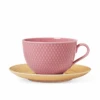 Lyngby Porcelæn Rhombe Color Tekop Med Underkop Rosa/sand 39 Cl