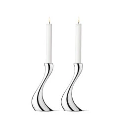 Georg Jensen Cobra Lysestage 2 Stk 20 Cm Med Lys