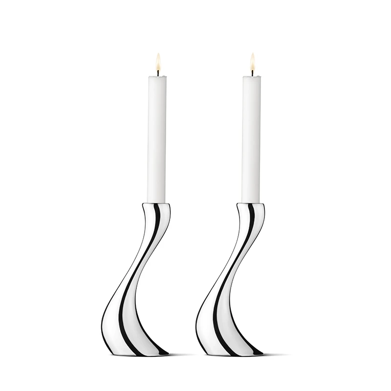 Georg Jensen Cobra Lysestage 2 Stk 20 Cm Med Lys 3 Georg Jensen Cobra Lysestage 2 Stk 20 Cm Med Lys