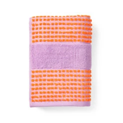 Juna Check Håndklæde Lavendel/fersken 70x140 Cm