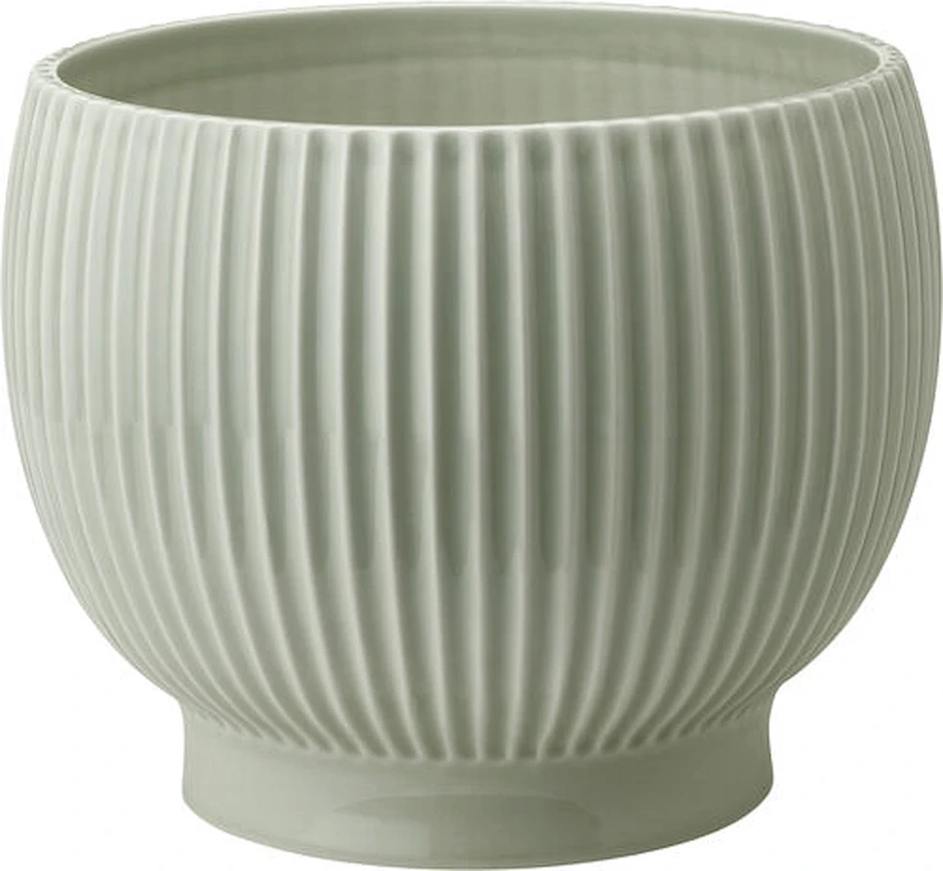 Knabstrup Keramik Urtepotteskjuler Med Riller 14,5 Cm - Mintgrøn 3 Knabstrup Keramik Urtepotteskjuler Med Riller 14,5 Cm - Mintgrøn