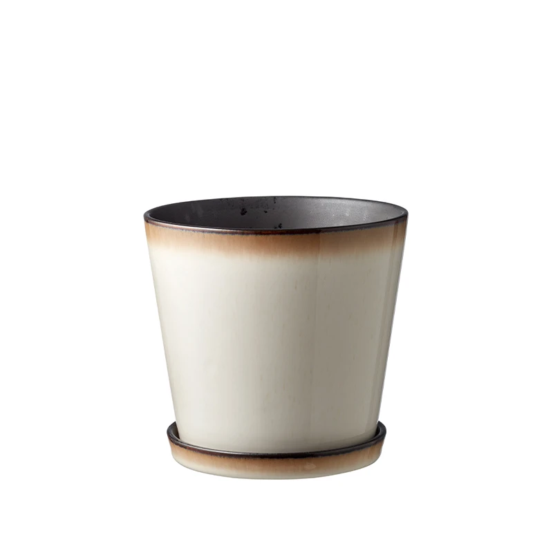 Bitz Urtepotteskjuler Med Underskål Creme/sort Ø14cm 3 Bitz Urtepotteskjuler Med Underskål Creme/sort Ø14cm