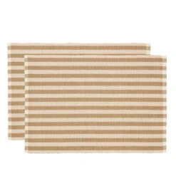 Södahl Statement Stripe Dækkeserviet Beige 2 Stk. 33x48 Cm