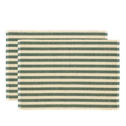 Södahl Statement Stripe Dækkeserviet Green 2 Stk. 33x48 Cm