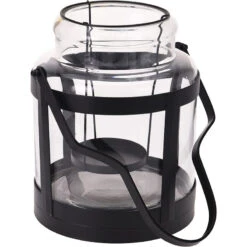 Lanterne Sort Metalhank 20x24cm