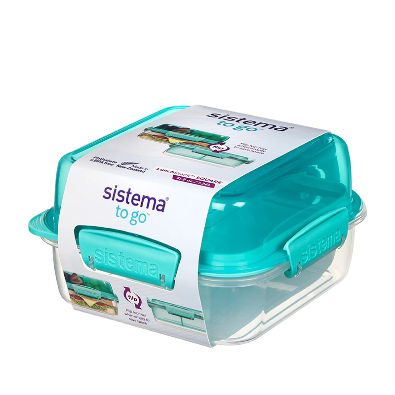 Sistema Lunch Stack Square To Go Assorteret 1,24 Liter 3 Sistema Lunch Stack Square To Go Assorteret 1,24 Liter